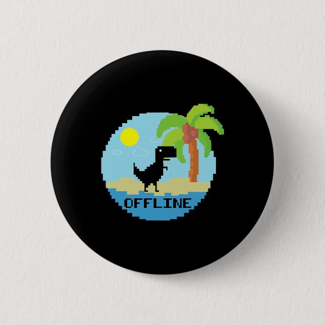 Pixelisierter Dinosaurier Urlaub Tech Enthusiasten Button (Vorderseite)