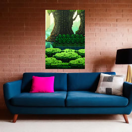 Pixelkunst, cooler Grünwald | Art der AI Poster