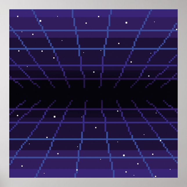Pixelkunst des 80er Retro-Sci-Fi-Hintergrunds. Pix Poster (Vorne)