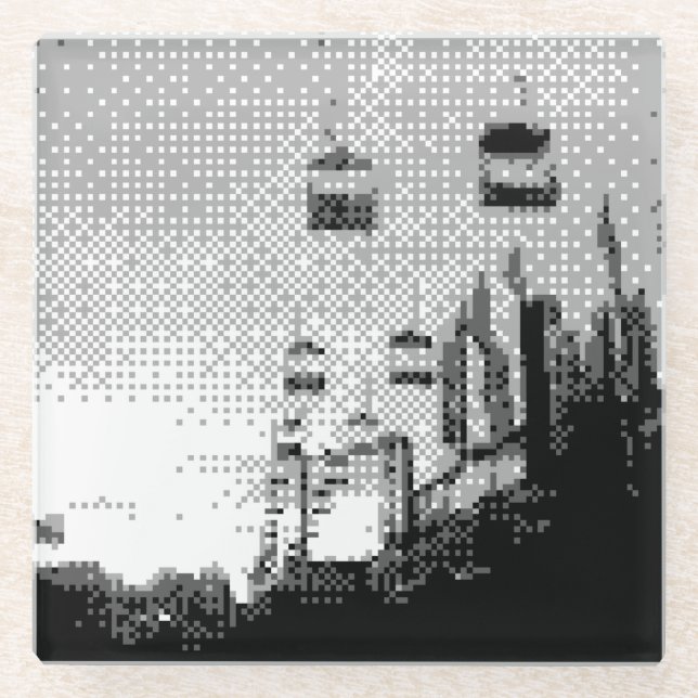 Pixelkunstvergnügungspark Glasuntersetzer (Vorderseite)