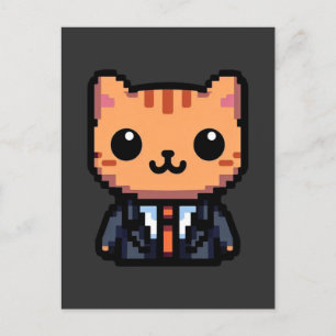 Pixelreinigungskatze Postkarte