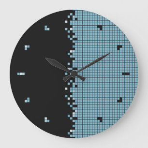 Pixels Bleus Geek Ordinateur Horloge murale