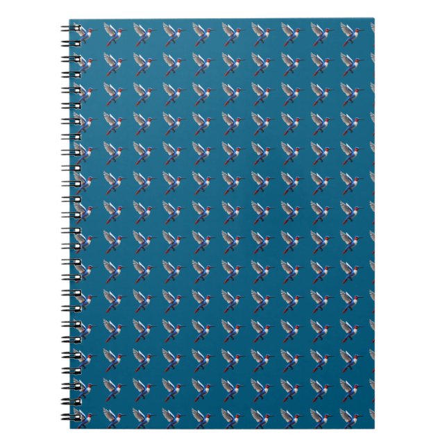 Pixels Blue Hummingbird Notizblock (Vorderseite)
