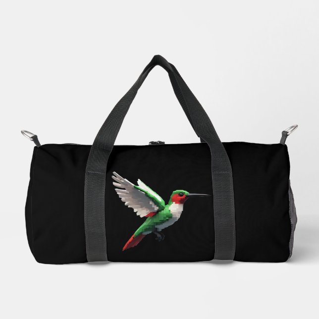 Pixels Green Hummingbird Duffle Bag (Vorderseite)