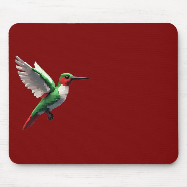 Pixels Green Hummingbird Mousepad (Vorne)