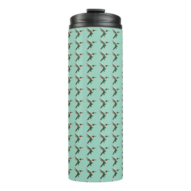 Pixels Green Hummingbird Thermosbecher (Vorderseite)