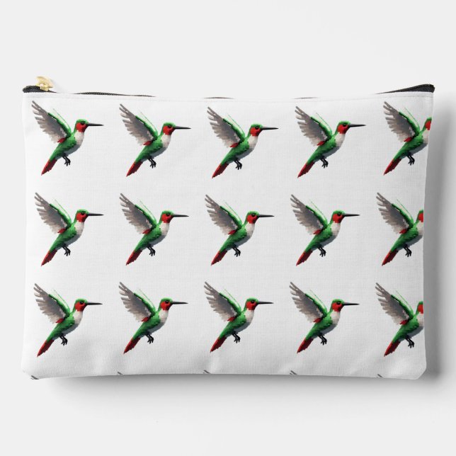 Pixels Green Hummingbirds Zubehörtasche (Vorderseite)