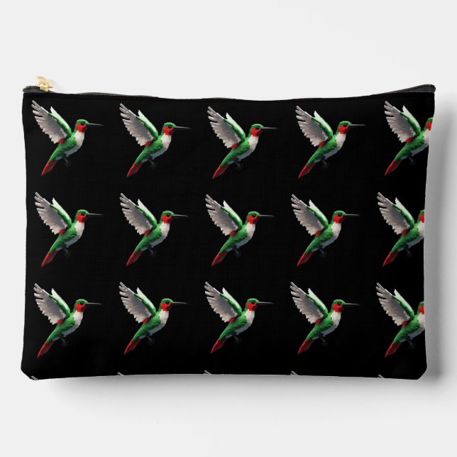 Pixels Green Hummingbirds Zubehörtasche (Vorderseite)