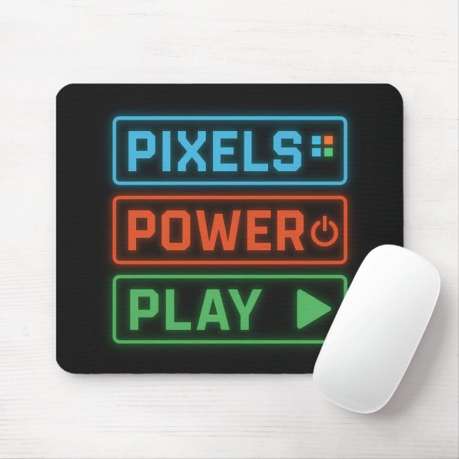 Pixels Power Play – Retro-Gamer-Mauspad-Design Mousepad (Mit Mouse)