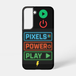 Pixels Power Play Retro Gamer Wrapping Phone Case Samsung Galaxy Hülle