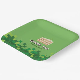 Pixelspiel auf Kindergeburtstag Einladung Pappteller