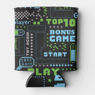 Pixelspielart: abstraktes, nahtloses Muster Dosenkühler