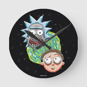 Pixelverse Rick and Morty Portal Graphic Runde Wanduhr