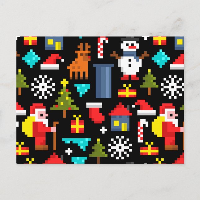PixelweiWeihnachtsWeihnachtsWeihnachtsWeihnachtsWe Feiertagspostkarte (Vorderseite)