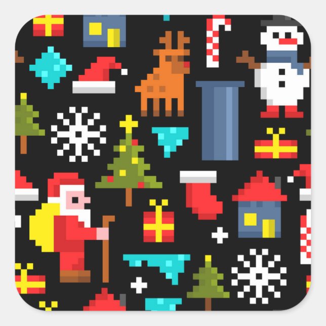 PixelweiWeihnachtsWeihnachtsWeihnachtsWeihnachtsWe Quadratischer Aufkleber (Vorderseite)