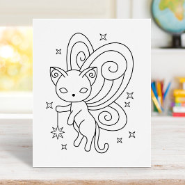 Pixie Cat - Fairy Wings Kitoring Page Poster