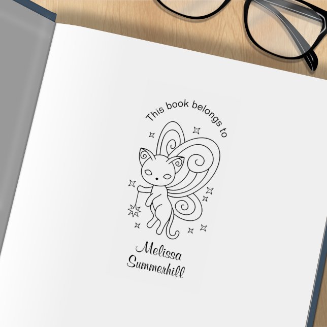 Pixie Cat - Fairy Wings Kitty Buchzeichen Gummistempel (Von Creator hochgeladen)