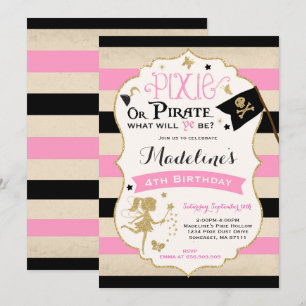 Pixie Et Pirate Invitation D'Anniversaire Pirate F