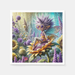 Pixie Fairy auf einer Sonnenblume Serviette