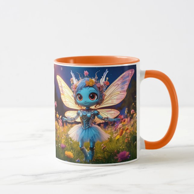 Pixie Robot Ballerina Tanzen in den Wildblumen Tasse (Rechts)