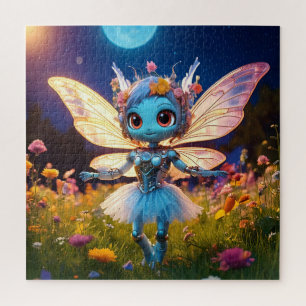Pixie-Roboter-Ballerina tanzt in den Wildblumen