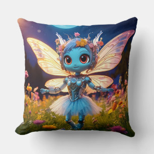 Pixie-Roboter-Ballerina tanzt in den Wildblumen Kissen
