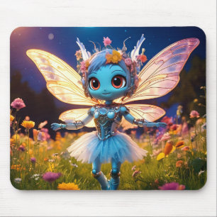 Pixie-Roboter-Ballerina tanzt in den Wildblumen Mousepad