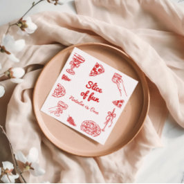 Pizza 1. Hand Gezeichnet Stück Spaß Geburtstag Serviette