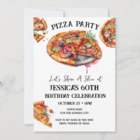 Pizza 60. Geburtstagsparty Einladung