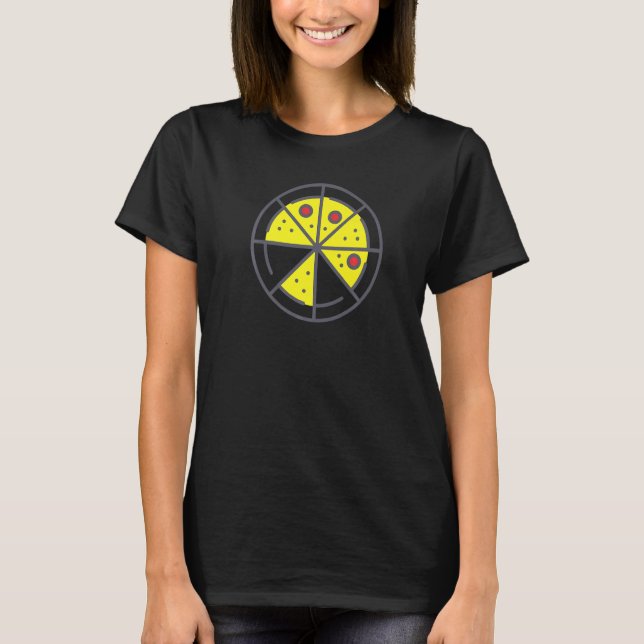 Pizza 6 Slices Cheese Pepperoni Funny Geometric Fo T-Shirt (Vorderseite)