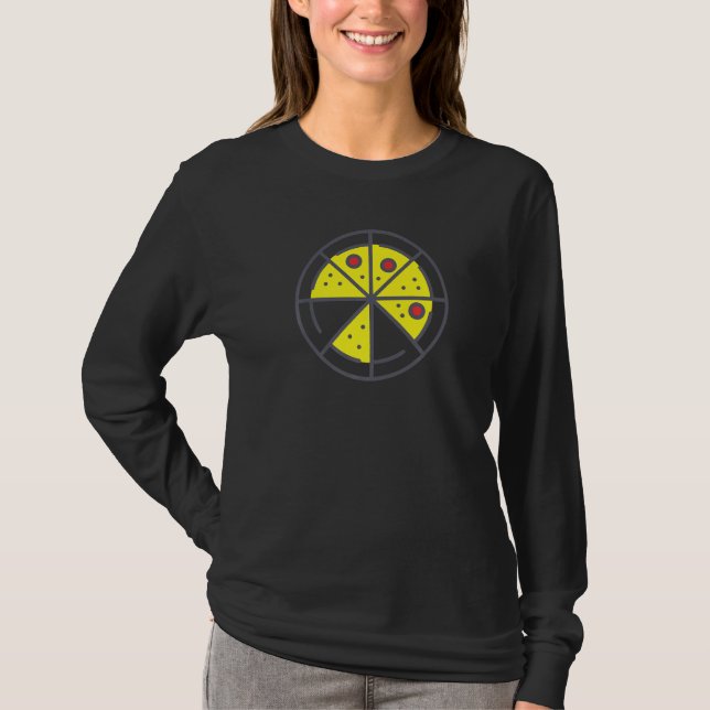 Pizza 6 Slices Cheese Pepperoni Funny Geometric Fo T-Shirt (Vorderseite)