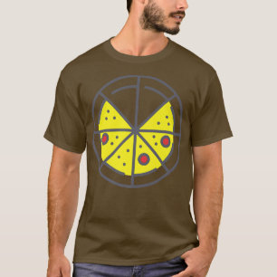 Pizza 6 Slices Cheese Pepperoni Funny Geometric T-Shirt