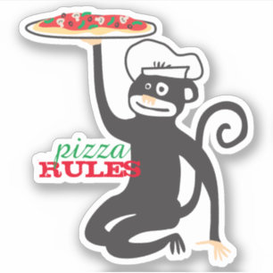 Pizza-Affe-Koch, der Pizza-Quatsch-Fisch-Pizzas-Re Aufkleber