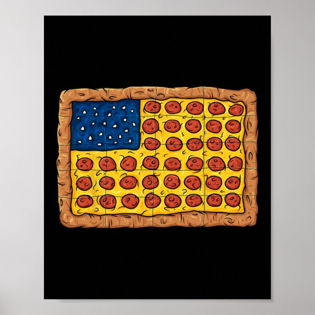 Pizza American Flag 4. Juli Fun Food Boys Girl Poster (Vorne)