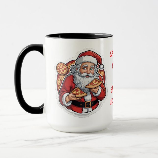Pizza amusant Christmas Mug éditable (Gauche)