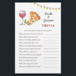 Pizza and Wine Brautparty Trivia games<br><div class="desc">"Pizza und Liebe" Thema Brautparty Trivia Spiel mit niedlichen handgemalten Aquarell und Globus. Personalisieren Sie die Rückseite der Karte mit dem Namen der Braut und der Dusche Datum.</div>