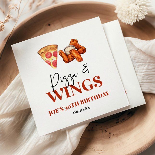 Pizza and Wings Birthday Party Serviette (Von Creator hochgeladen)