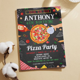 Pizza Anniversaire Fête Editable Invitation