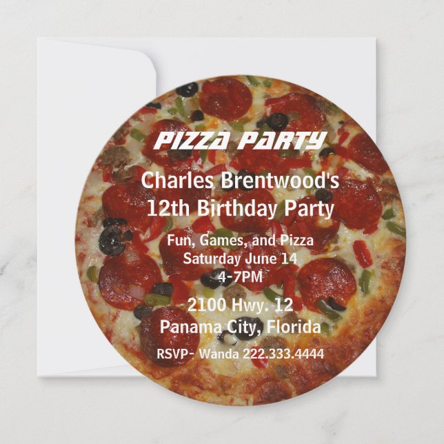 Pizza Anniversaire Fête Invitation (Devant)