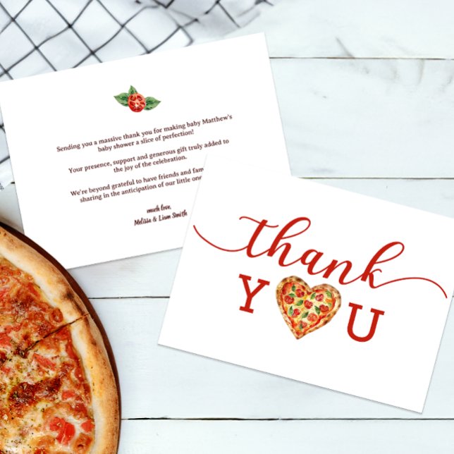 Pizza Baby Dusche Danke Karte - Thema Fun Food (Personalized Pizza Themed Thank You Card)
