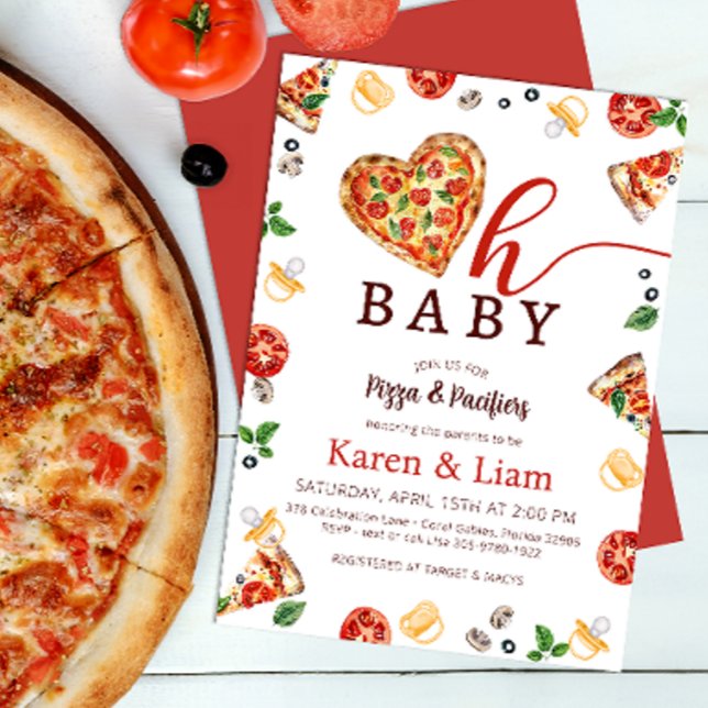 Pizza Baby Dusche Einladung | Oh Baby Theme (Couples Pizza Baby Shower)