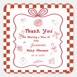 Pizza Baby Dusche Party Quadratischer Aufkleber