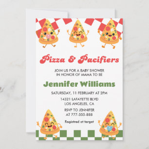 Pizza-Baby-Shower-Einladungen Pizza und Schnuller Einladung