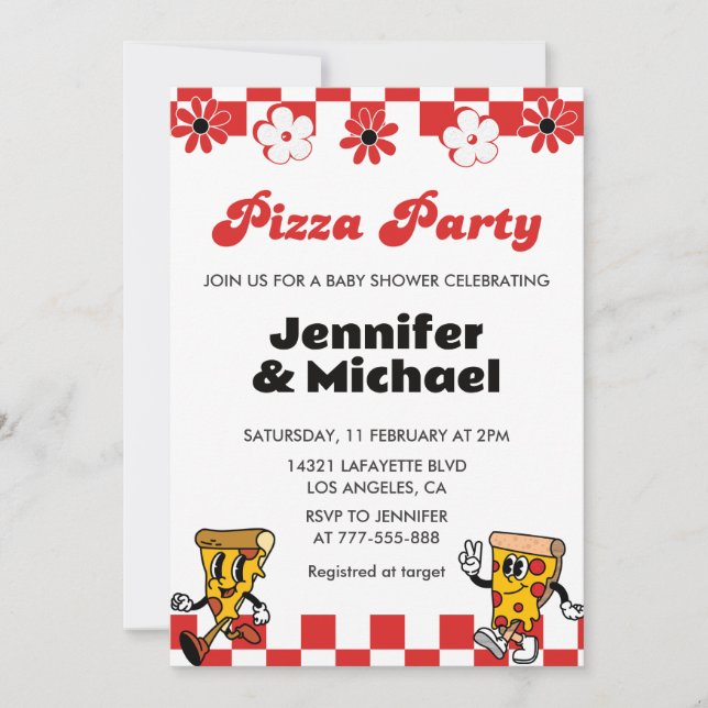 Pizza Baby Shower Invitations Pizza Party Pacifier (Devant)