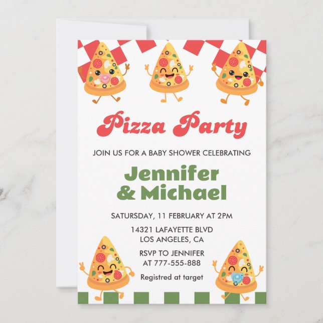 Pizza Baby Shower Invitations Pizza Party Pacifier (Devant)