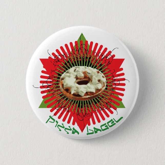Pizza-Bagel: Jüdischer Italiener Button (Vorderseite)