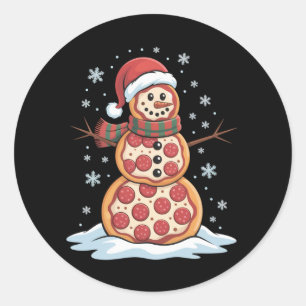 Pizza Baum Schneemann Santa Hut Weihnachtsfeier Lu Runder Aufkleber