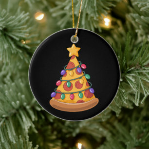 Pizza-Baum-Weihnachtslichter Pizza-Liebhaber-Famil Keramik Ornament