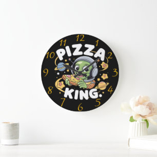 Pizza Beats: Cartoon Character Groooding with Head Große Wanduhr