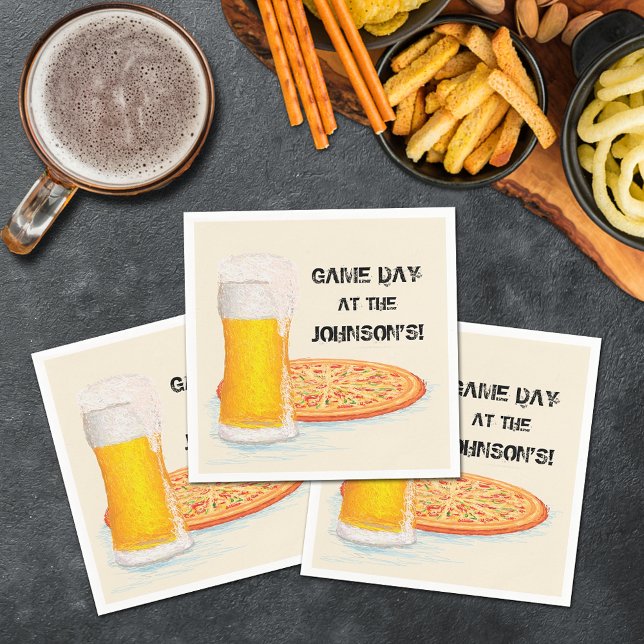 Pizza & Beer Football Game Day Party Napkins Serviette (Pizza and Beer Football Game Day Party Napkins)